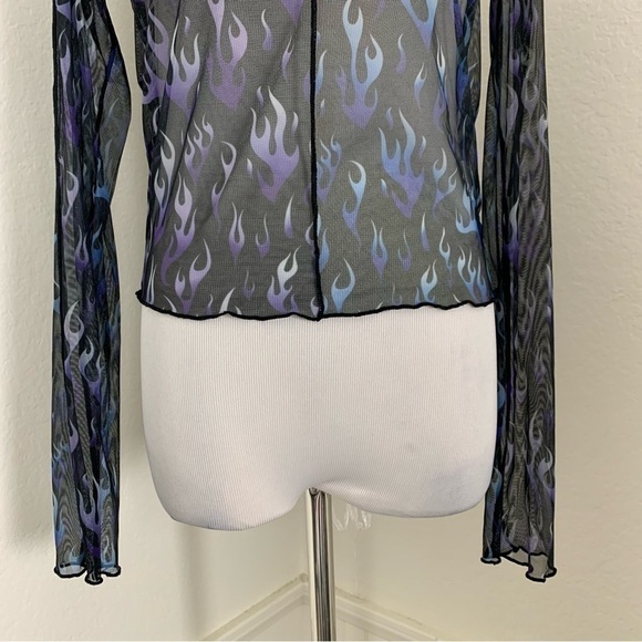 Unif Desire Flame Mesh Semi Sheer Long Sleeve Top Size medium - Picture 11 of 14